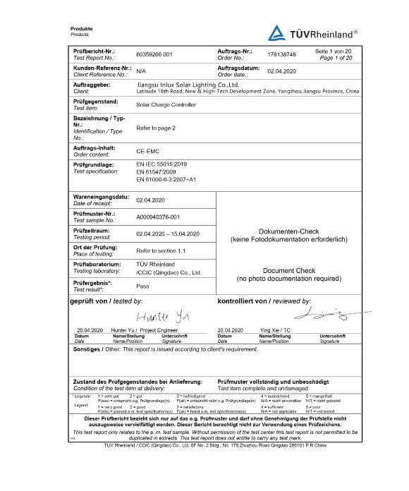 EMC Test Report - Solar Charge Controller