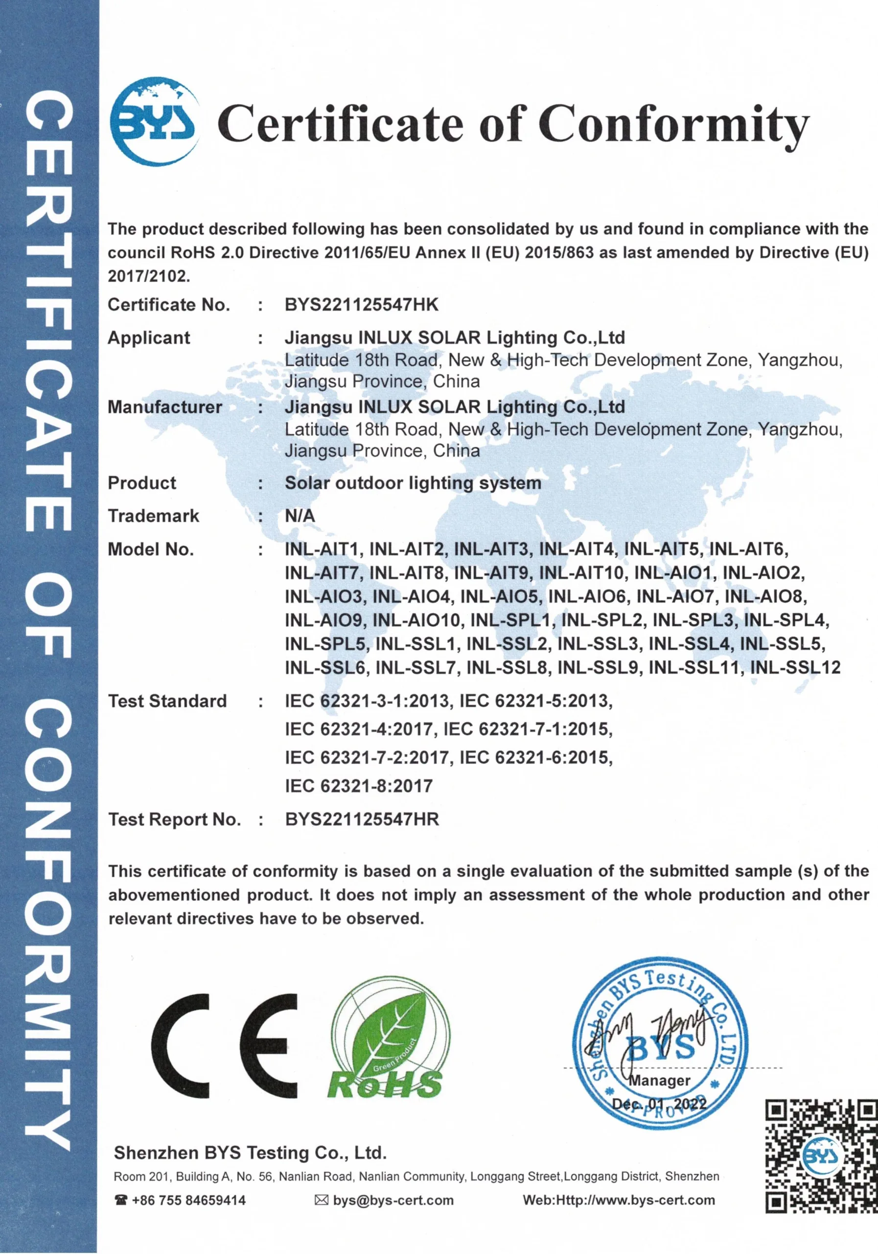 RoHS Certificate
