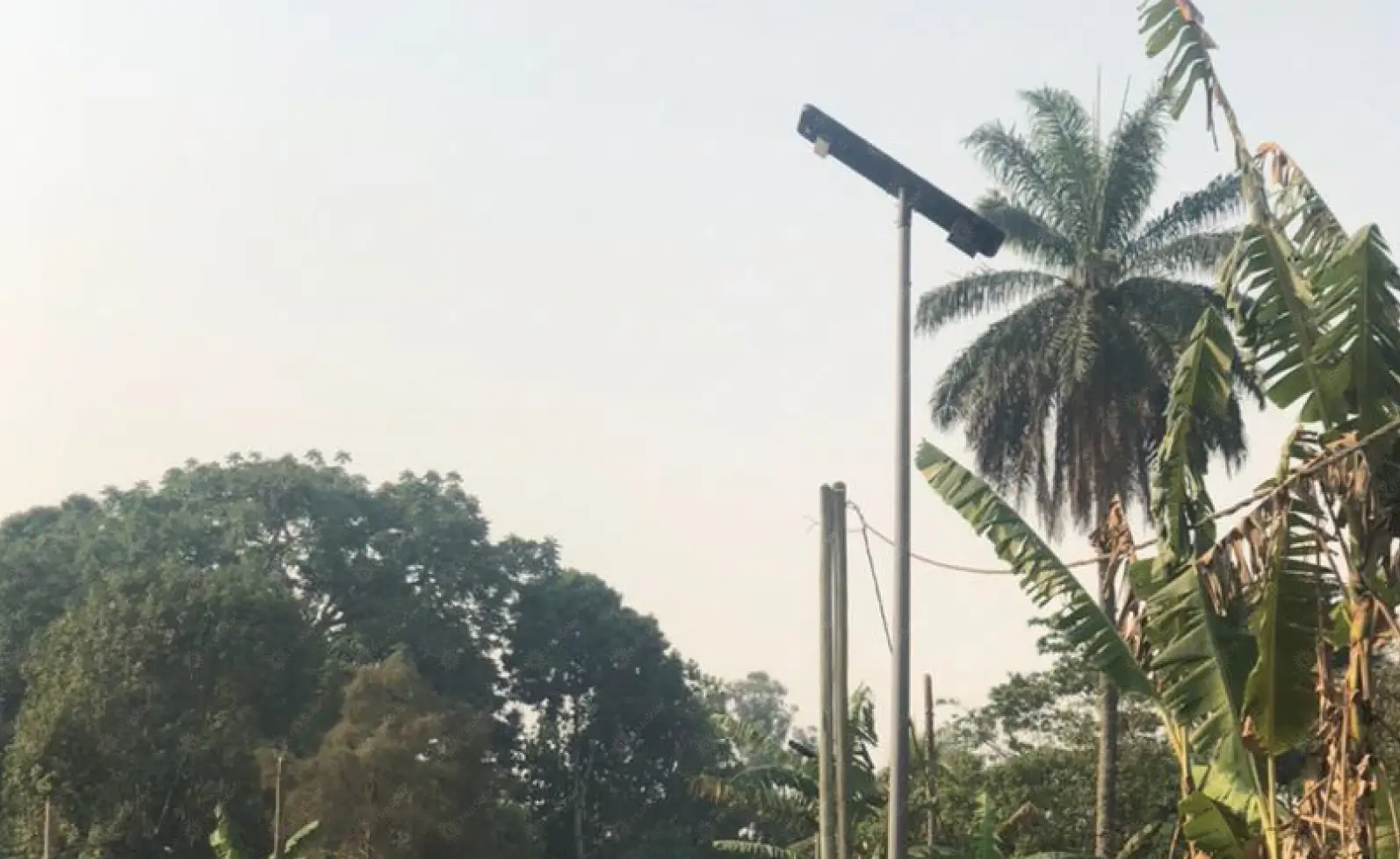 Lampes solaires installées sur une route de campagne au Cameroun_6