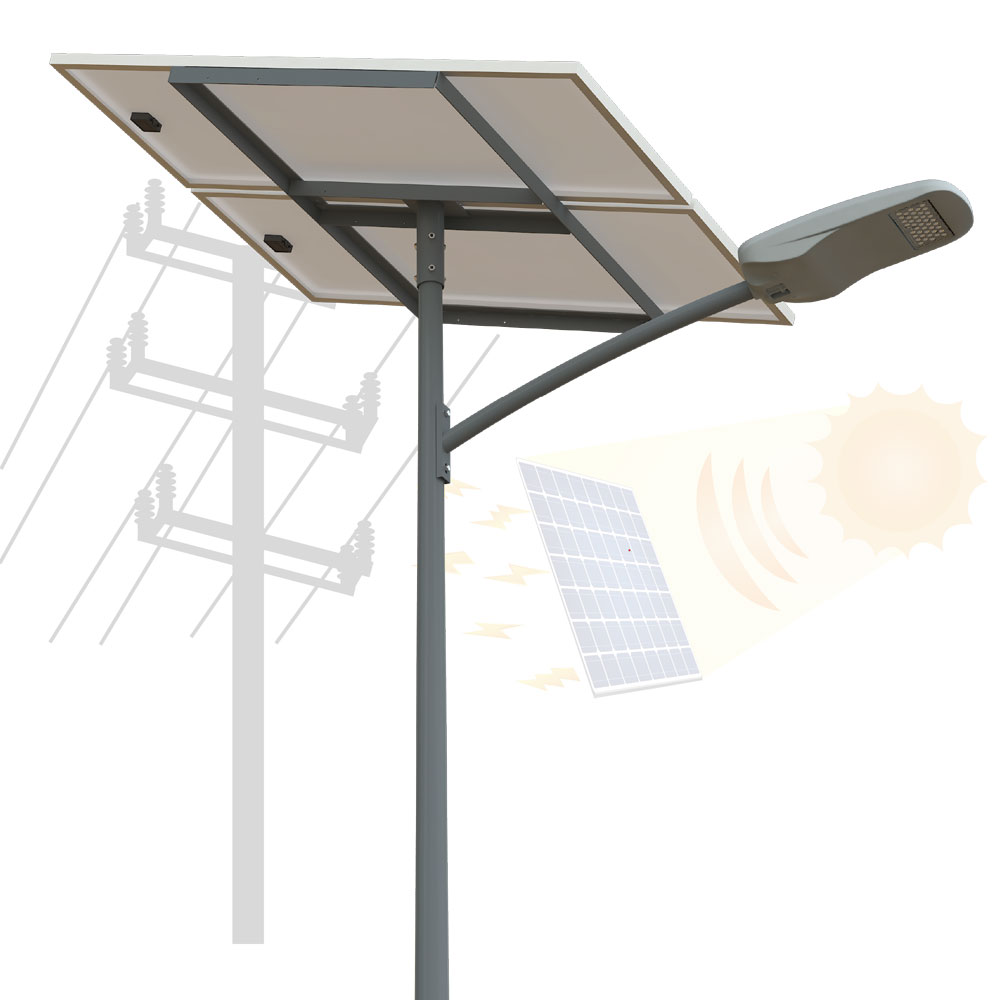Solar AC Hybrid Street Light with pole and battery system