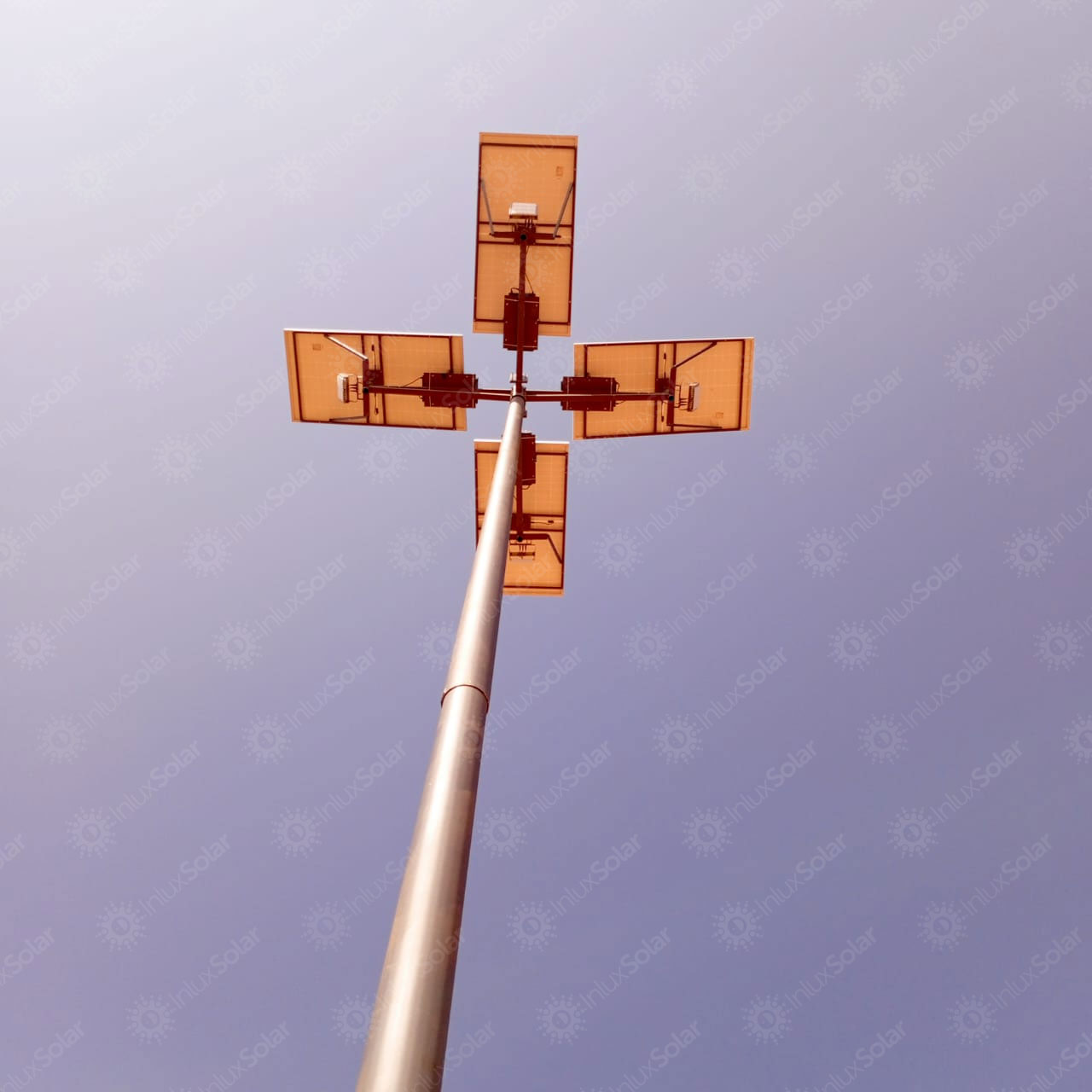 150W solar high mast light installation for Juba area lighting project