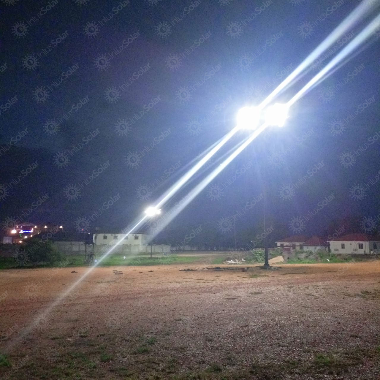 Completed 15m solar high mast lighting installation in South Sudan