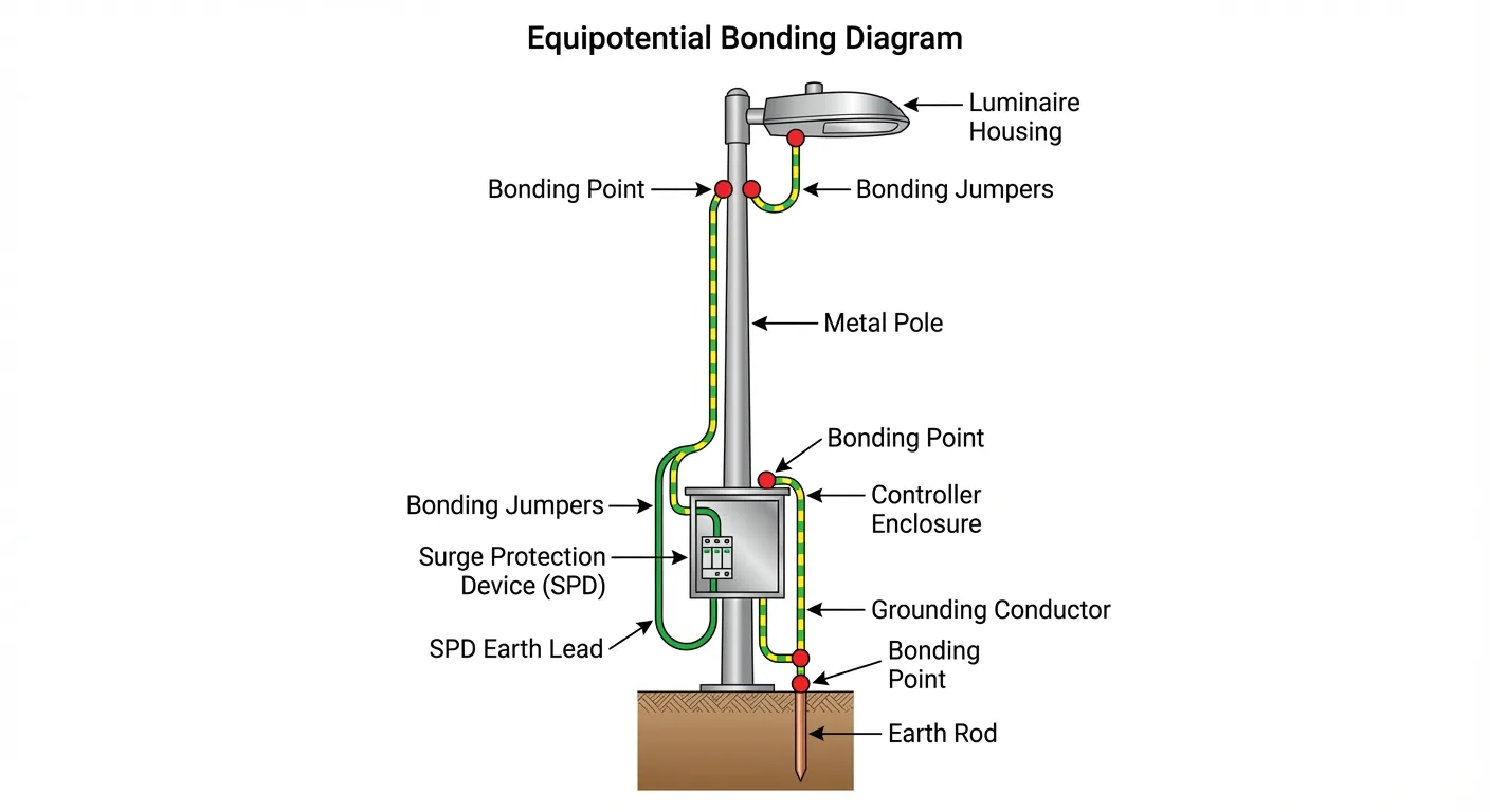 Equipotential bonding and grounding diagram for solar street lights