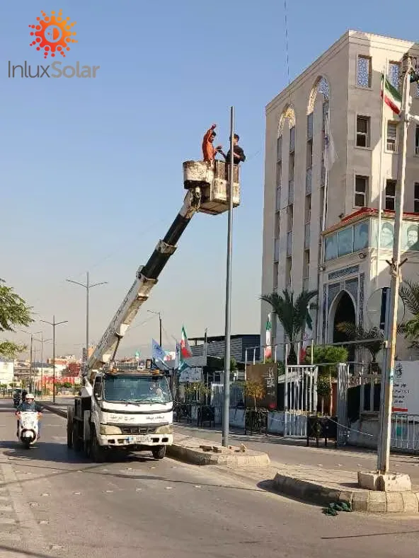Roadside street light installation for Beirut business district lighting project