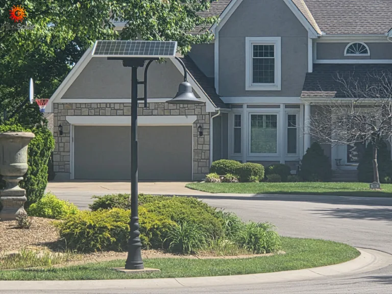 HERA decorative solar street light for residential community roadside in Kansas City, Missouri
