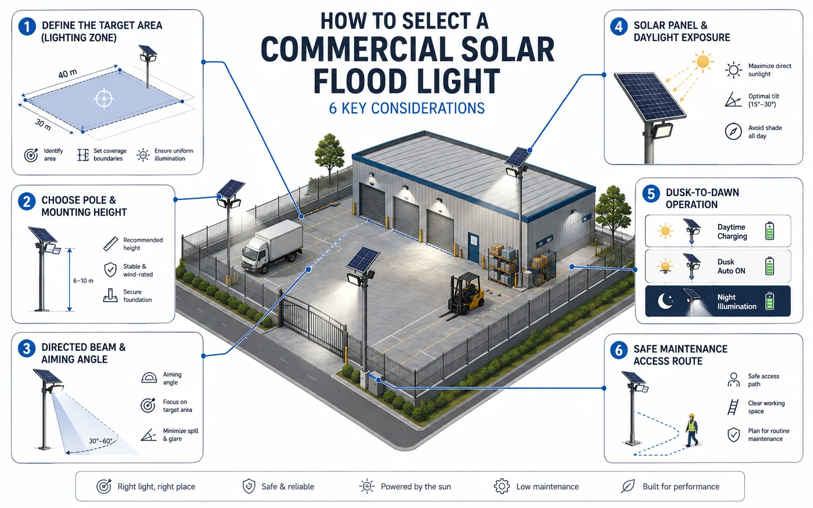Six design inputs for selecting commercial solar flood lights
