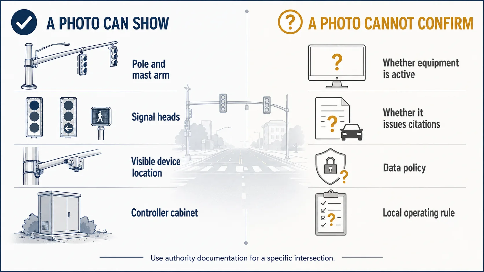 Detection, monitoring and enforcement can be distinct systems; the local authority determines a site-specific function.