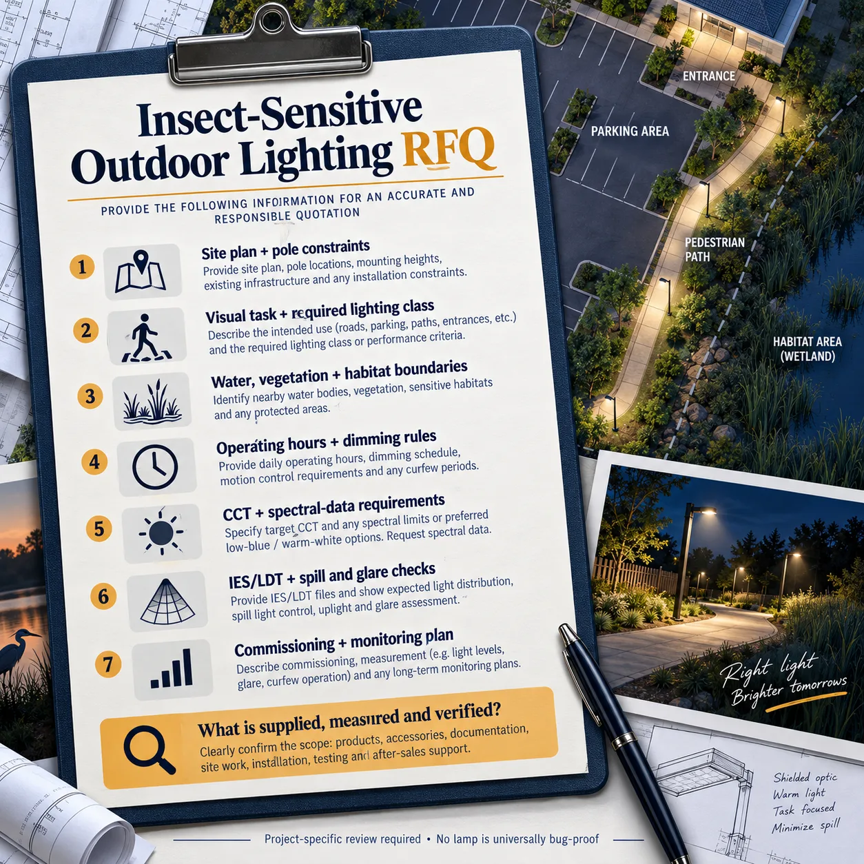 RFQ checklist for an insect-sensitive outdoor LED lighting project