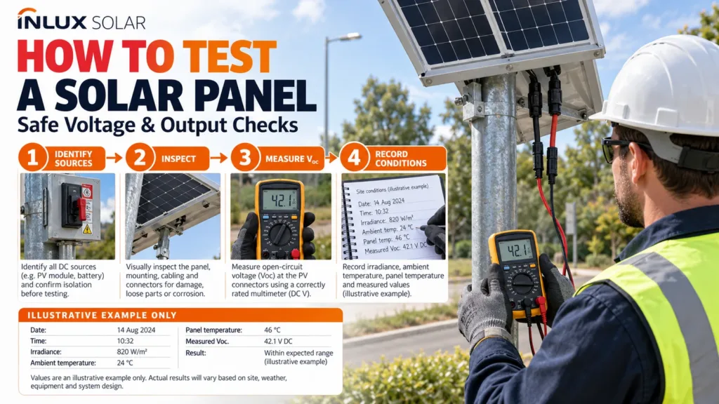 How to test a solar panel with safe voltage and output checks