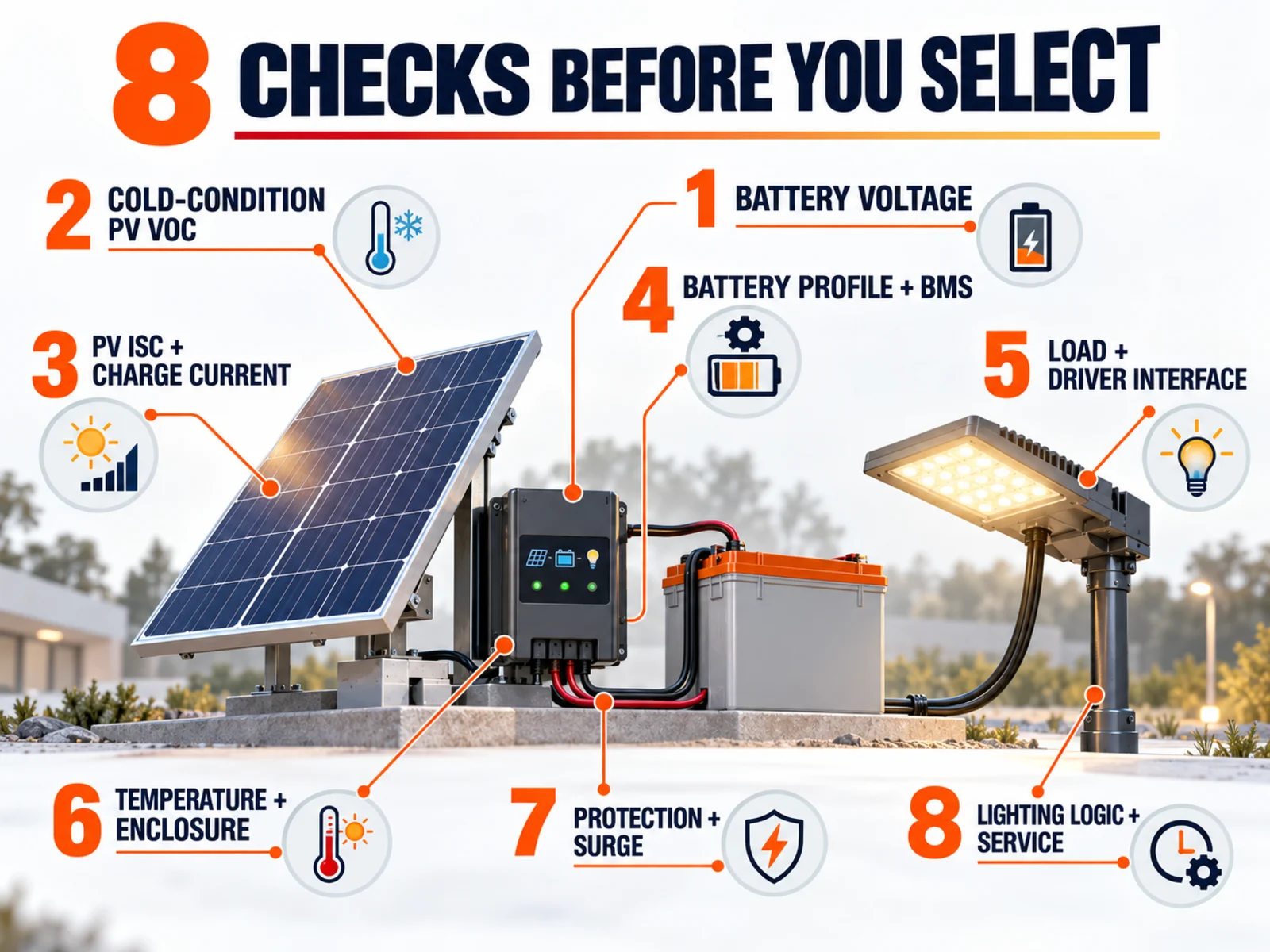 Eight checks for selecting a solar charge controller for an off-grid lighting system
