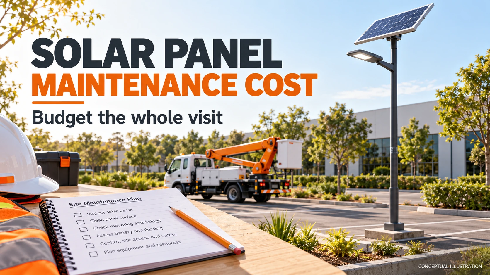Solar panel maintenance cost planning for a commercial solar street-light route