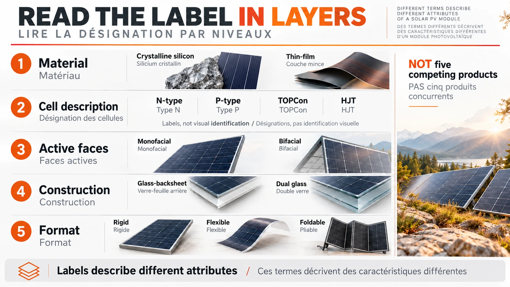 Cinq niveaux de spécification pour classer les panneaux photovoltaïques sans les confondre