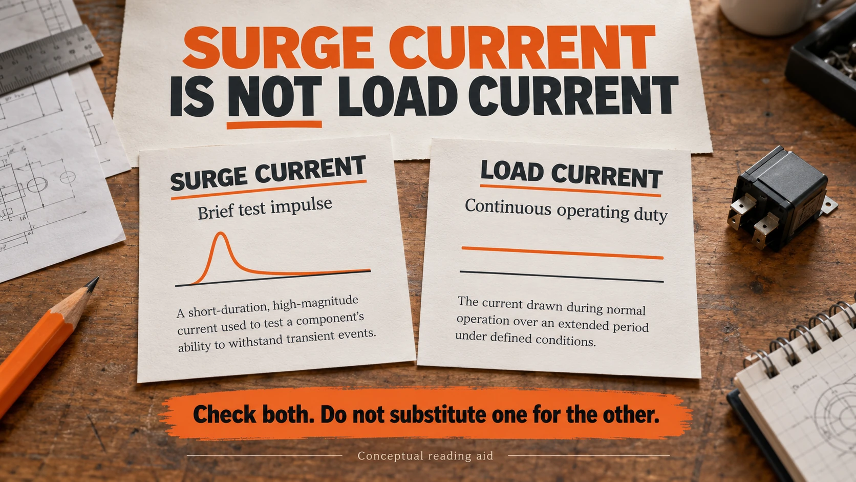 Surge current and continuous load current are separate SPD specifications