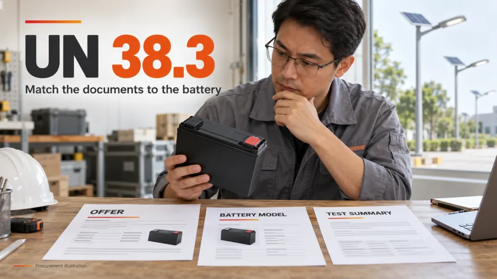 Revisión de documentos UN 38.3 para comprar una batería de luminaria solar